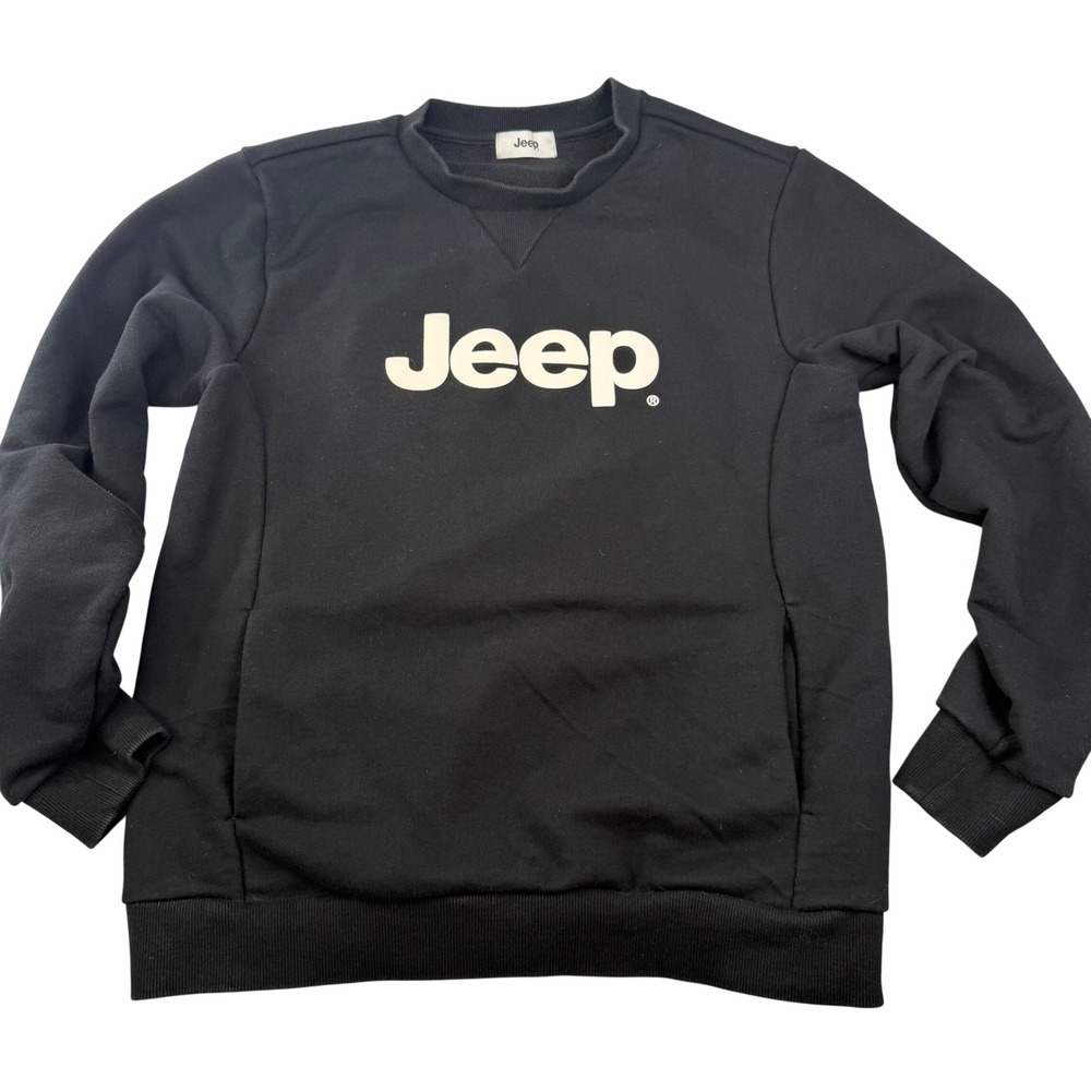 Jeep Black‎ Logo Sweatshirt Pullover Crewneck Fleece Made in Korea Size Large